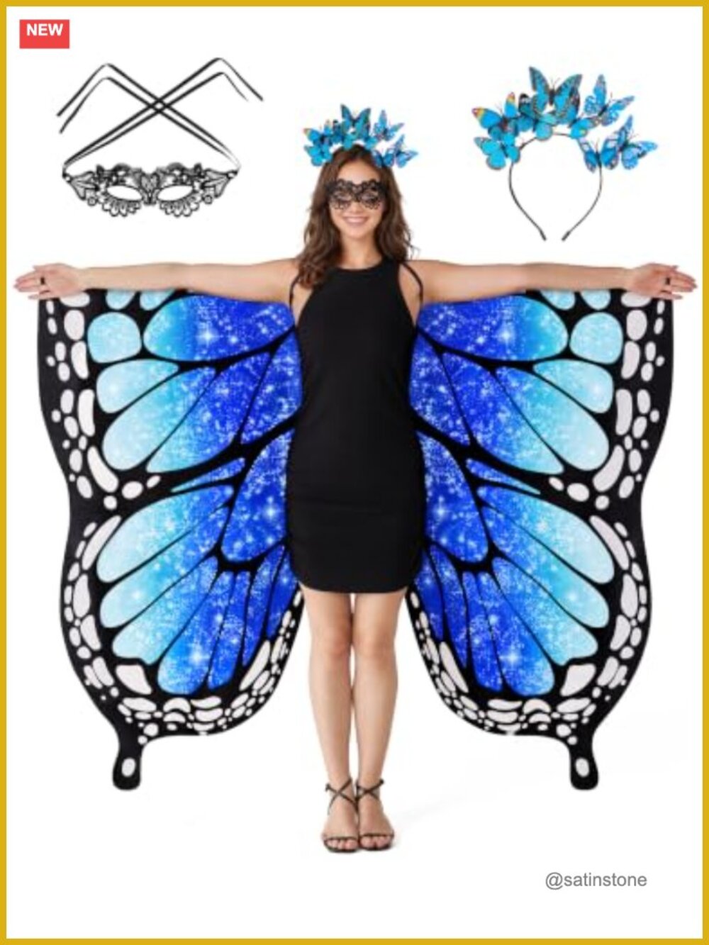 Butterfly Wings Costume Adult 100% Chiffon Fairy Cosplay Halloween